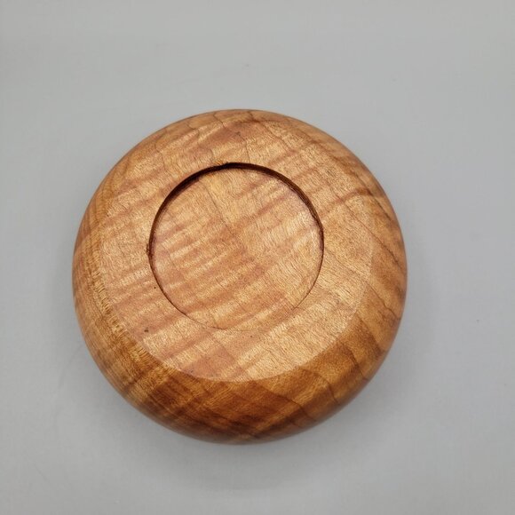 Handcrafted Cherry Wood Bowl Polished Smooth Deep Boho Decor - Picture 6 of 7
